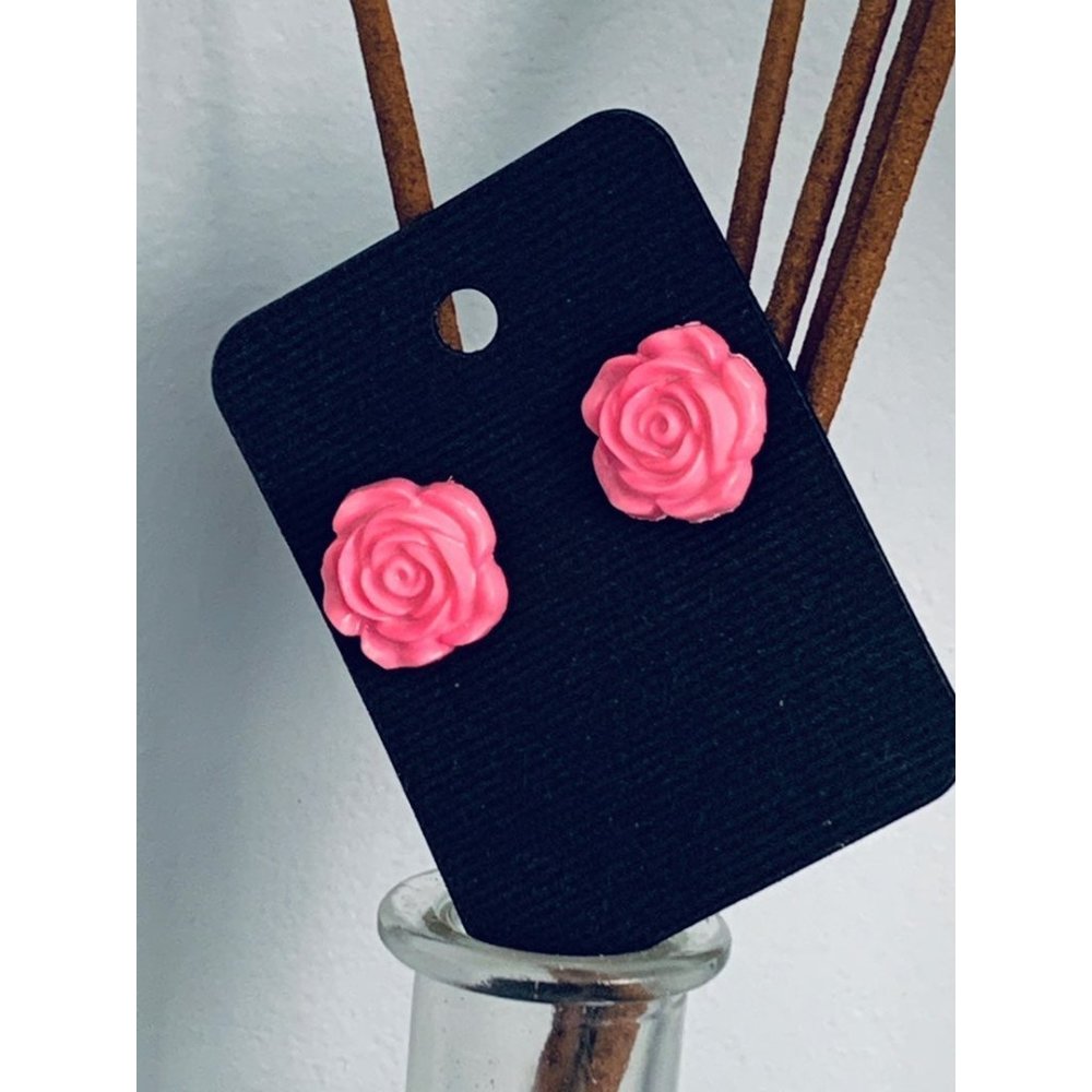 Pastel Pink Rose Earrings handmade